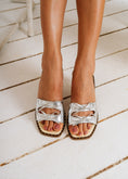 Load image into Gallery viewer, Stud-Trimmed Bow Sandals - silver