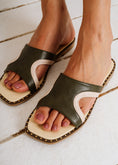 Load image into Gallery viewer, Two-Tone Studded Slide - olive