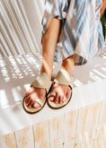 Load image into Gallery viewer, Wave Strap Toe-Loop Slides - beige