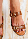 Load image into Gallery viewer, Round Buckle Flat Slide Sandals - camel