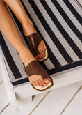 Load image into Gallery viewer, Stud-Trimmed Square Toe Slides - brown