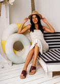 Load image into Gallery viewer, Stud-Trimmed Square Toe Slides - maroon
