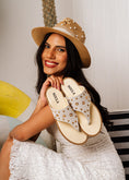 Load image into Gallery viewer, Eyelet Detail T-Strap Slides - light gray