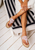 Load image into Gallery viewer, Eyelet Detail T-Strap Slides - purple