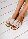 Load image into Gallery viewer, Gold Buckle Flat Mules - light gray