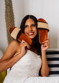 Load image into Gallery viewer, Textured Straw Trim Mules - black