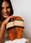 Load image into Gallery viewer, Textured Straw Trim Mules - black