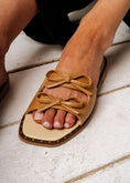 Load image into Gallery viewer, Double Bow Leather Slides- cafe