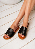 Load image into Gallery viewer, Tassel Detail Open-Toe Slides - black