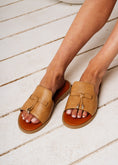 Load image into Gallery viewer, Tassel Detail Open-Toe Slides - cafe