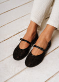 Load image into Gallery viewer, The Lace Mary Jane Flat - black