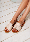 Load image into Gallery viewer, Tassel Detail Open-Toe Slides - beige