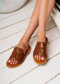 Load image into Gallery viewer, Tassel Detail Open-Toe Slides - camel