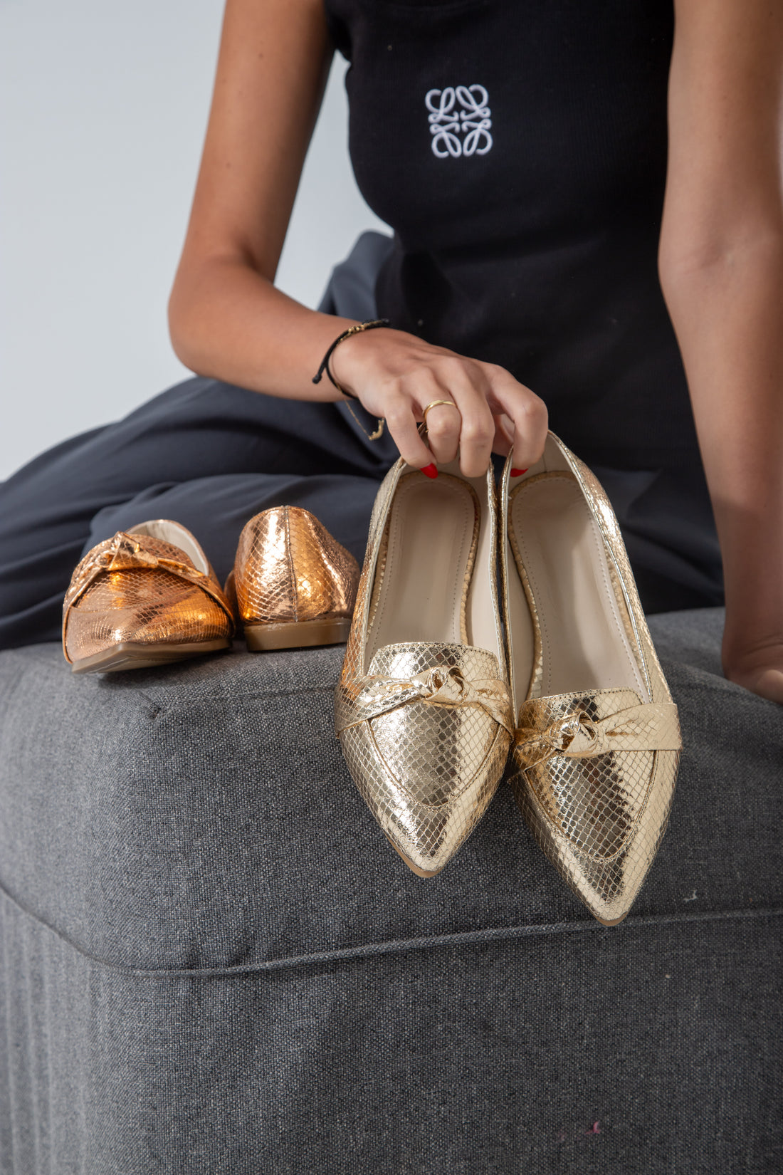 Metallic Snake Flats-gold