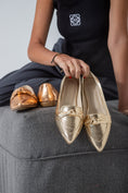 Load image into Gallery viewer, Metallic Snake Flats-gold