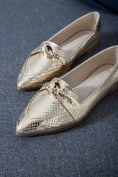 Load image into Gallery viewer, Metallic Snake Flats-gold
