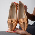 Load image into Gallery viewer, Metallic Snake Flats-rose gold