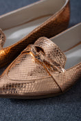 Load image into Gallery viewer, Metallic Snake Flats-rose gold