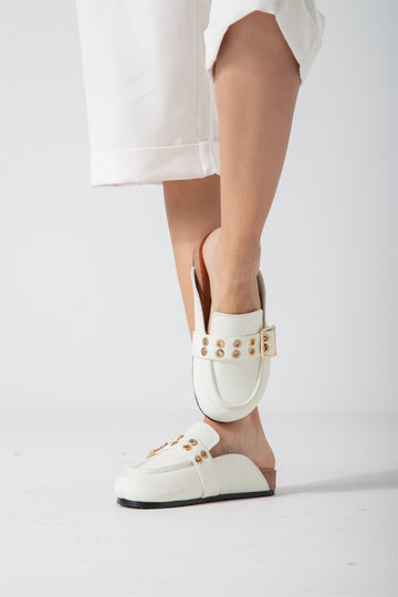 The Riviera Loafer Mule-white