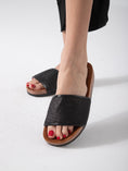 Load image into Gallery viewer, Sparkle Band Cork Slides - black