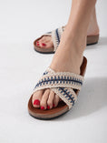 Load image into Gallery viewer, Macrame Style Cross Strap Slides - Blue