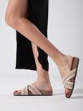 Load image into Gallery viewer, Macrame Style Cross Strap Slides - Beige