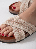 Load image into Gallery viewer, Macrame Style Cross Strap Slides - Beige