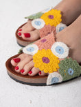 Load image into Gallery viewer, Floral Applique Cork Footbed Slides