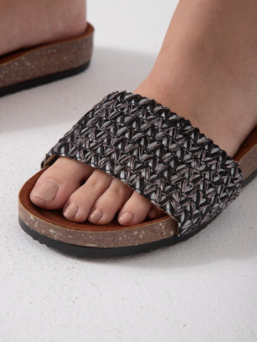 Lustro Weave Slide - black