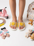 Load image into Gallery viewer, Cute Sunflower Clear-Strap Slides - white