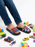 Load image into Gallery viewer, Kids Spiderman Cartoon Slides - black