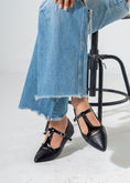 Load image into Gallery viewer, Pointed-Toe T-Strap Mary Jane Flats-BLACK