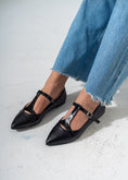 Load image into Gallery viewer, Pointed-Toe T-Strap Mary Jane Flats-BLACK