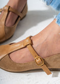 Load image into Gallery viewer, Pointed Toe T-Strap Flats-CAFFE