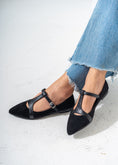 Load image into Gallery viewer, Elegant Buckled T-Strap Flats-BLACK