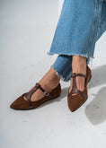 Load image into Gallery viewer, Elegant Buckled T-Strap Flats-BROWN
