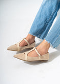 Load image into Gallery viewer, Elegant Buckled T-Strap Flats-BEIGE