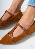Load image into Gallery viewer, Elegant Buckled T-Strap Flats-CAMEL