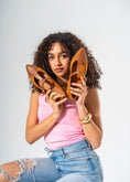Load image into Gallery viewer, Pointed Toe T-Strap Flats-CAMEL