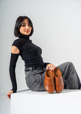 Load image into Gallery viewer, Embossed Croc-Effect Comfort Clogs-CAMEL