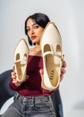 Load image into Gallery viewer, The Artisan T-Strap Flats -BEIGE