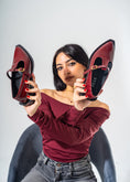 Load image into Gallery viewer, The Artisan T-Strap Flats -RED