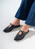 Load image into Gallery viewer, The Minimalist Buckle Mules-BLACK