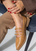 Load image into Gallery viewer, Pointed-Toe Triple Strap Flats-CAFFE