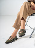 Load image into Gallery viewer, Pointed-Toe Triple Strap Flats-OLIVE