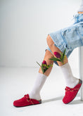 Load image into Gallery viewer, Ring Detail Suede Clogs-RED