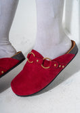 Load image into Gallery viewer, Ring Detail Suede Clogs-RED