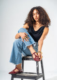 Load image into Gallery viewer, Pointed-Toe T-Strap Mary Jane Flats-MAROON