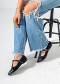Load image into Gallery viewer, Pointed Toe T-Strap Flats-BLACK