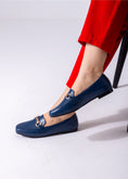 Load image into Gallery viewer, Classic Buckle Flats-dark blue